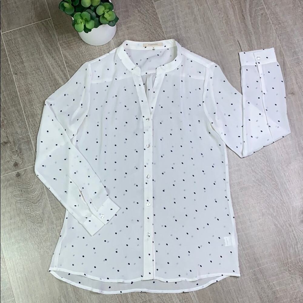 41 HAWTHORN Semi Sheer Polka Dot Button Down Top